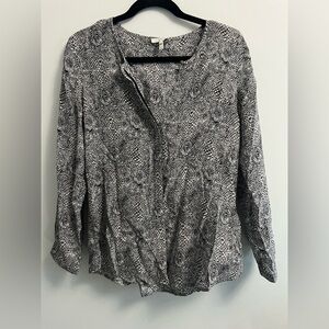 Joie Silk Snakeskin Printed Button Down Long Sleeve Top - S